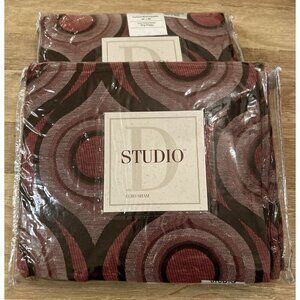 Studio D Set of 2 Euro Shams SONIC BOOM Pink Brown Contemporary Modern NEW